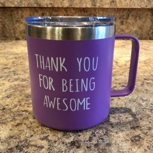Thank You for Being Awesome Stainless Steel Insulated Coffee Mug, 12oz in Purple